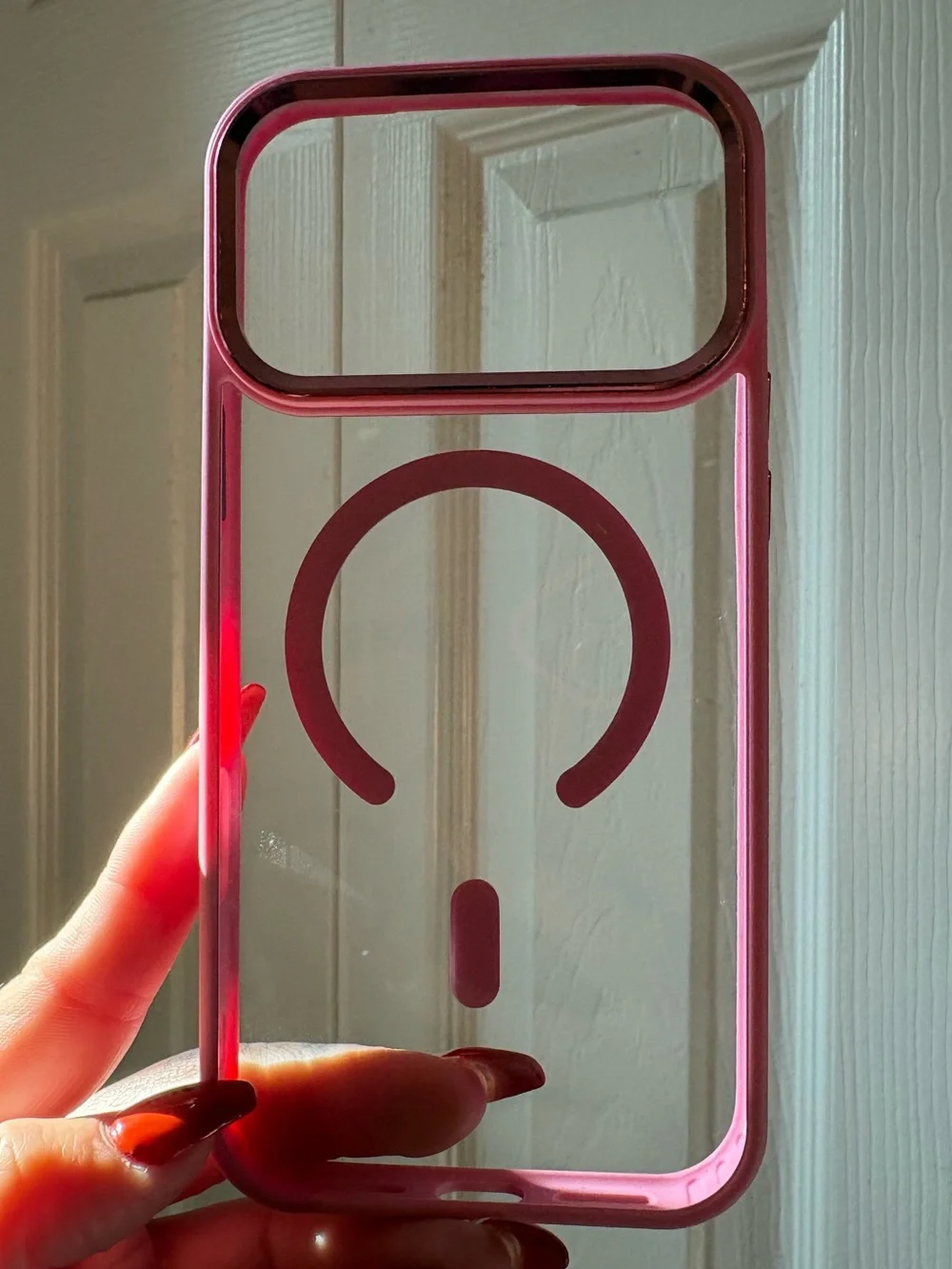 Pink Clear Phone Case with MagSafe Ring